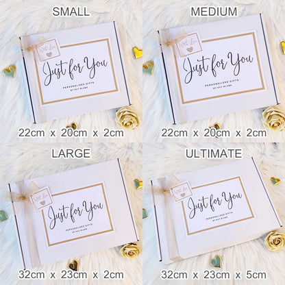 autumn gift box in small, medium, large, and ultimate sizes with personalized gifts
